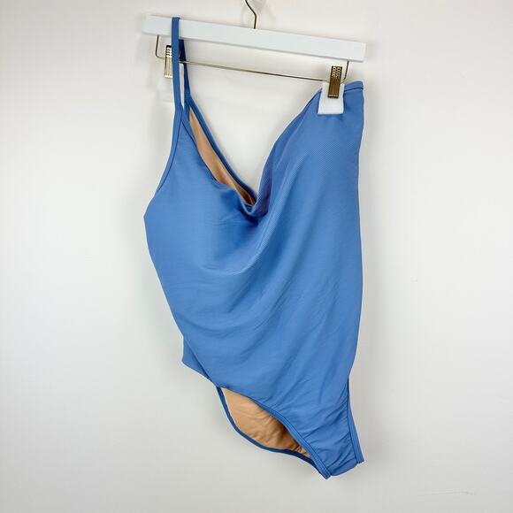 J.Crew Ribbed One Strap One Piece Swimsuit Stretch Padded Plus Size US 20 NWT - Picture 4 of 13